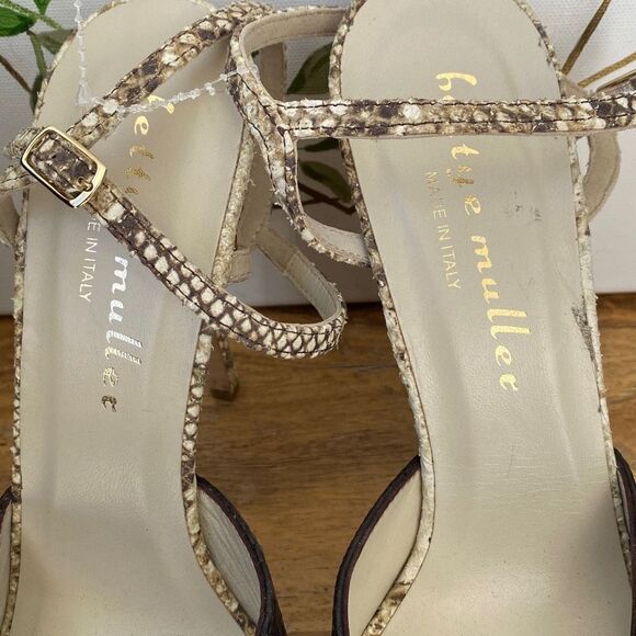 Bettye Muller Platform Peep Toe Snakeskin‎ Heels size 9.5 Black New - Picture 6 of 11